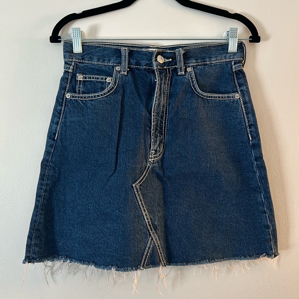 Zara Denim Frayed Skirt